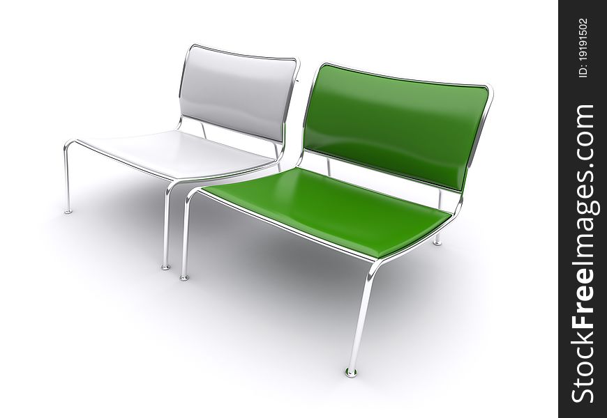 Isolated white and green chairs. Isolated white and green chairs