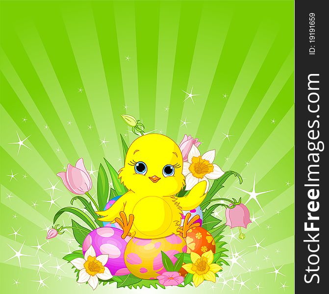 Beautiful Easter chick background
