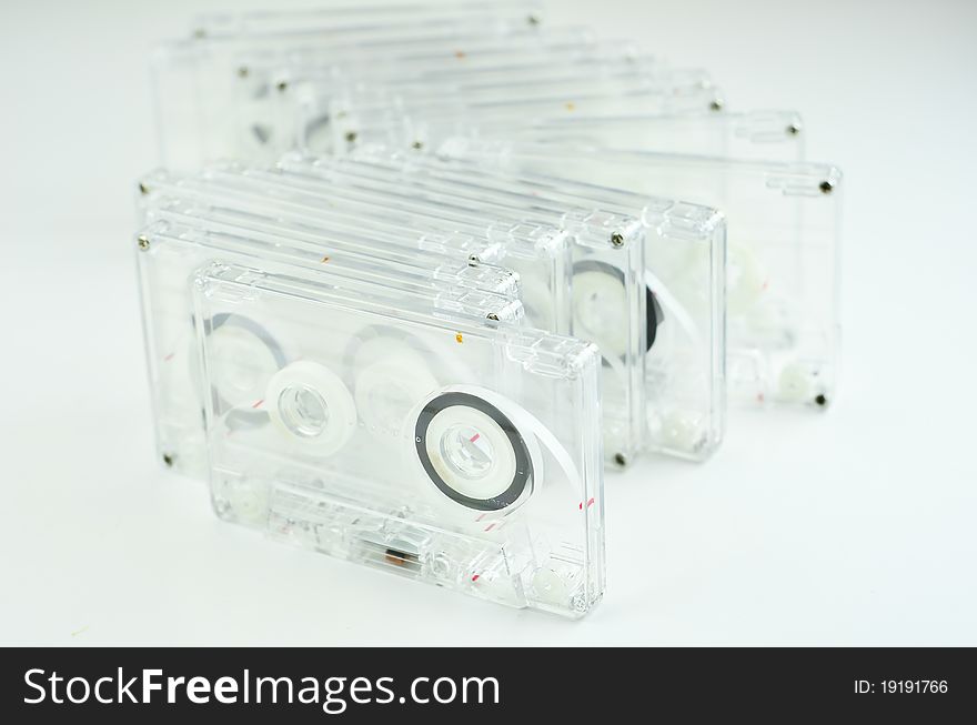 Pile Of Clear Plastic Audio Cassette Tape