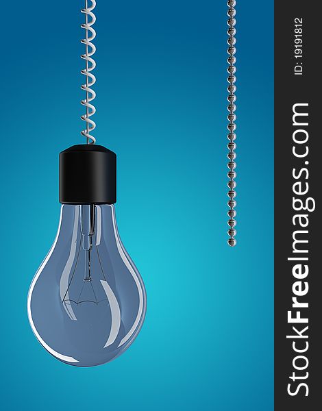 3d render of a light bulb with chain