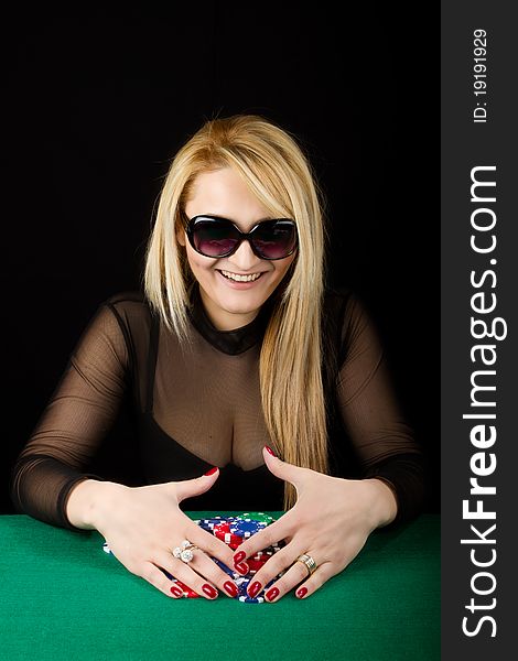 Sexy Blond with Poker Chips