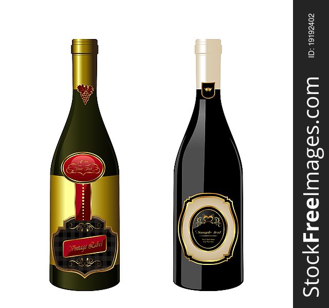 Illustration Of Set Wine Bottle With Label