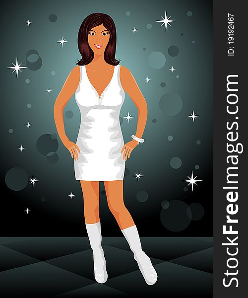 Illustration girl dancing disco - vector. Illustration girl dancing disco - vector