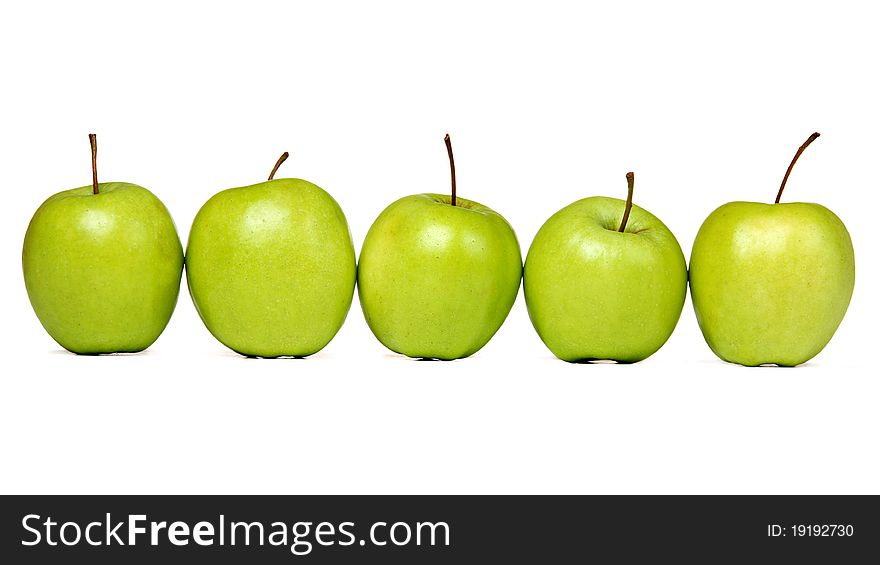 Fresh green apples, isolated on white