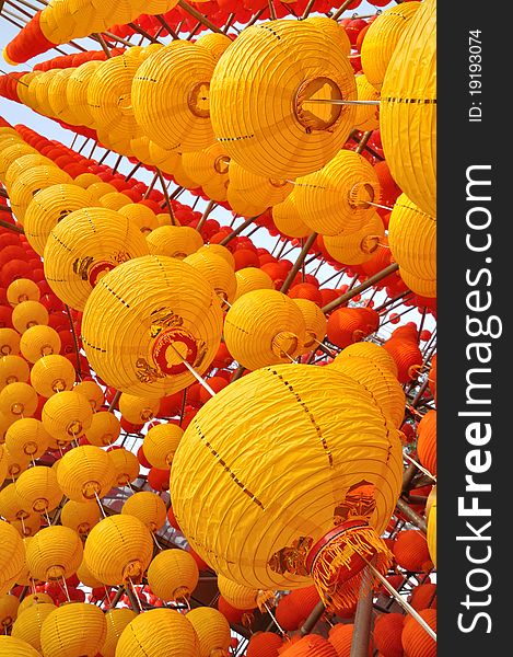 Chinese red and yellow lanterns at the festivity