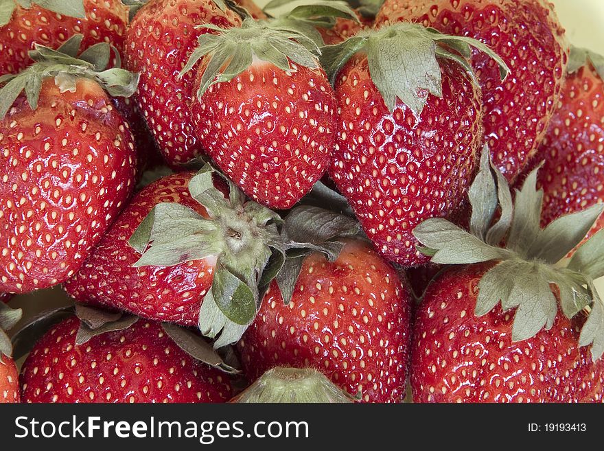 Group of strawberries on group