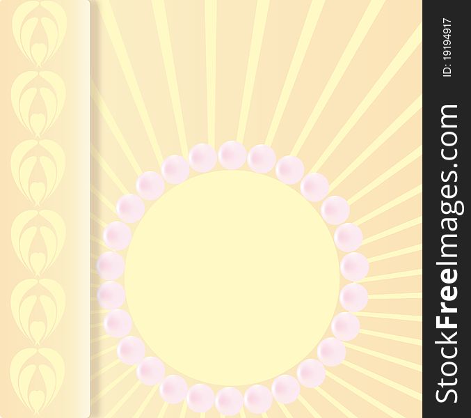 Decorative background with round frame as sun