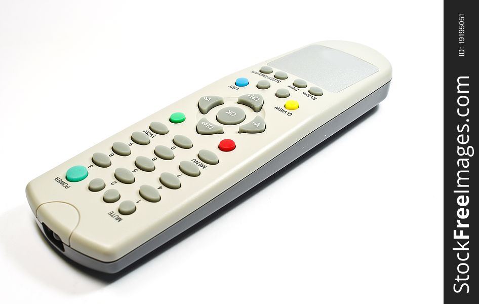 A TV remote control isolated on white with clipping path