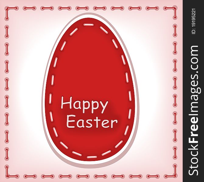 Happy Easter 3. machine stitching. Postcard vector