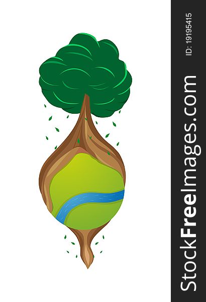 Environmental ball with a flourishing tree. Environmental ball with a flourishing tree