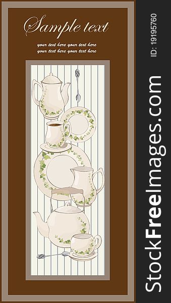 Illustrations coffee pot and teapot and spoon and