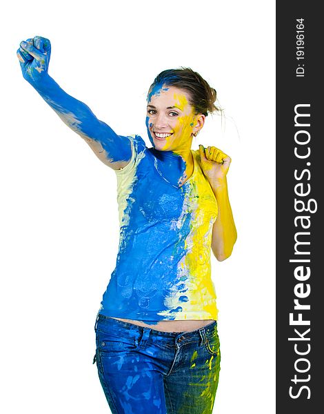 Young woman covered with paint. Young woman covered with paint