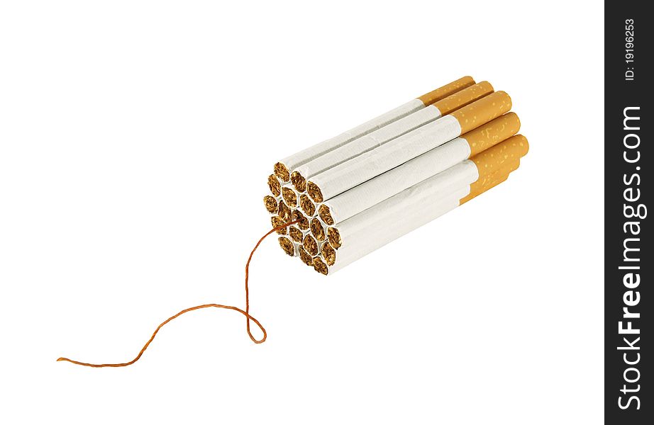 Cigarette bomb isolate on white background
