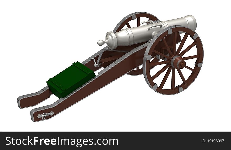 3d render of ancient gun on a white background