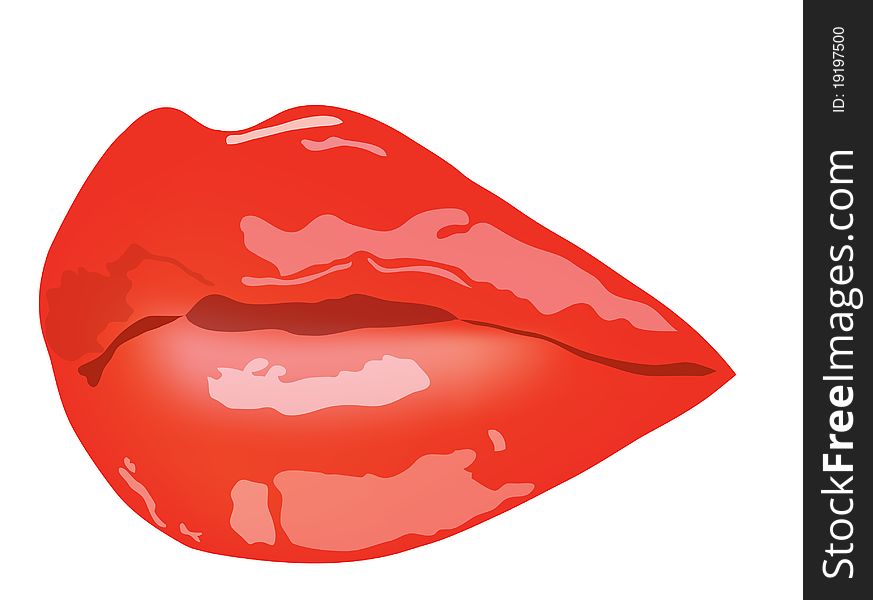 Female lips. Female lips with red lipstick