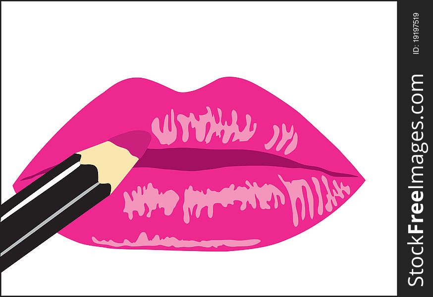 Background. Female lips with lipstick. Love