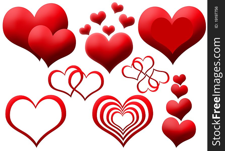 Clipart of red isolated beauty hearts. Clipart of red isolated beauty hearts