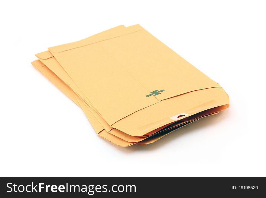 Small pile of mailing envelopes over white background