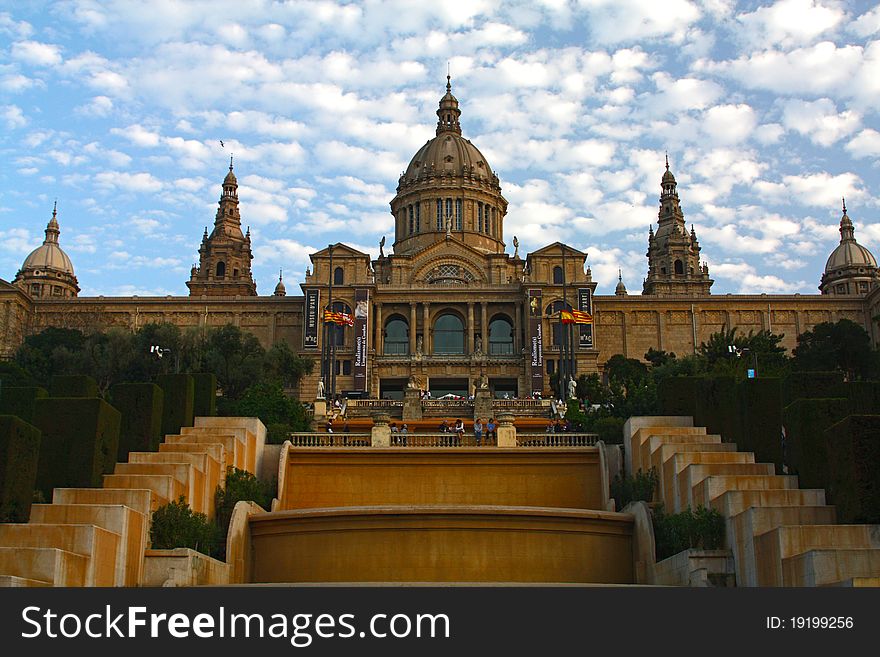 View of the royal palace in Barcelona. winter. View of the royal palace in Barcelona. winter