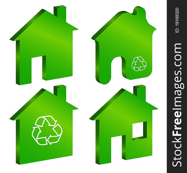 The four green symbols of a house. The four green symbols of a house