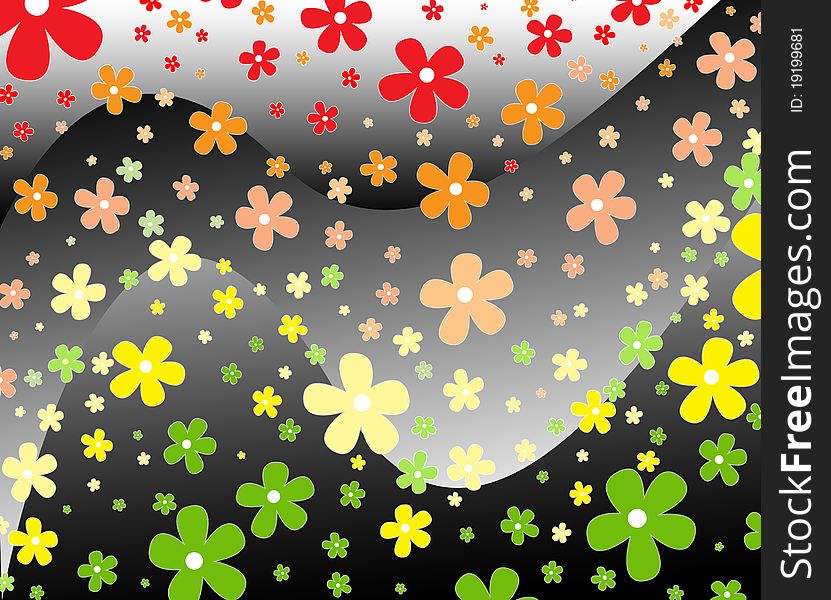 Retro background with colorful flowers
