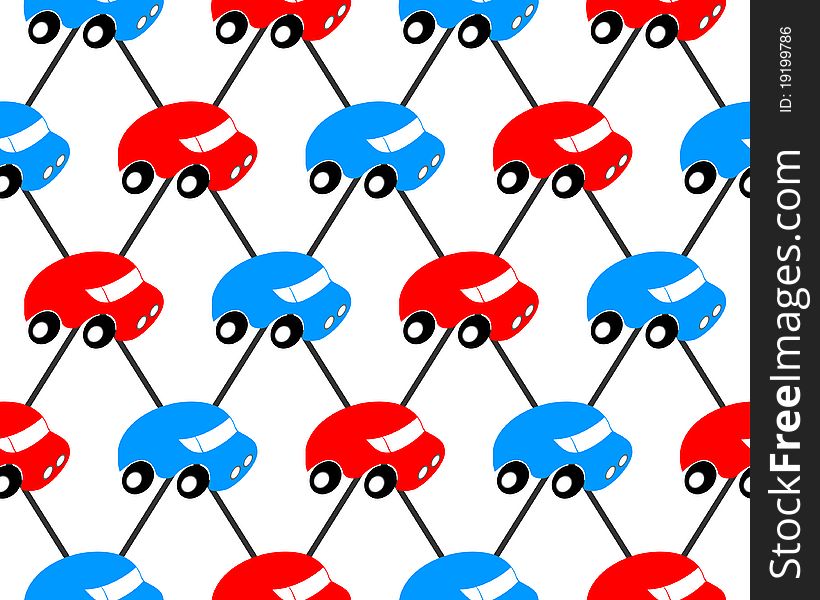 Seamless pattern in the form of small cars on a white background. Seamless pattern in the form of small cars on a white background.
