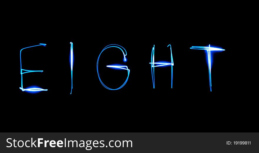 Painting light luminescent inscription word. Painting light luminescent inscription word