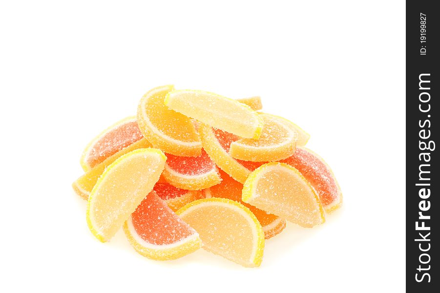 Fruit candy on white background