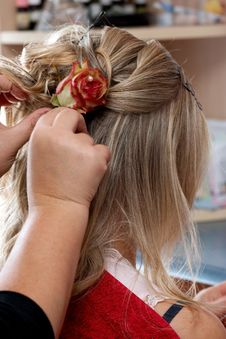 Rose In Hair Royalty Free Stock Photography
