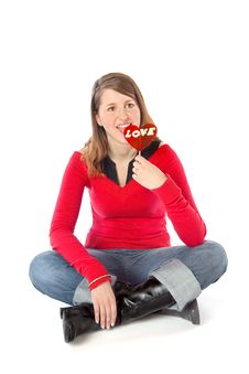 Girl Licking A Lollipop Stock Photography
