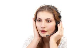 Techsupport Girl Is Talking Royalty Free Stock Photos Techsupport Girl Is Talking Royalty Free Stock Photos
