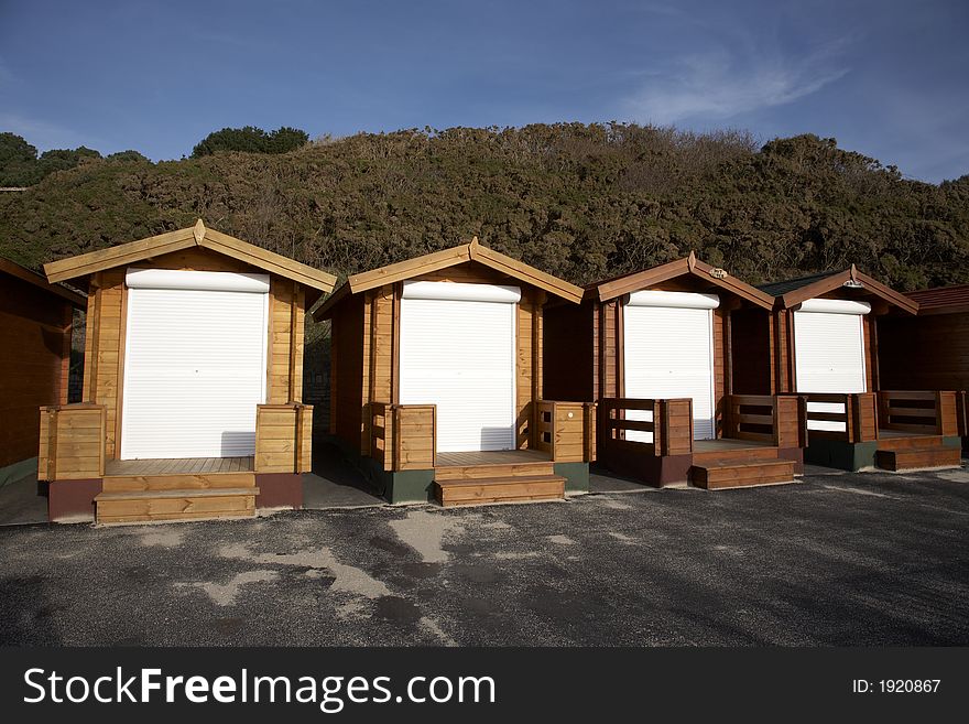 New style beach huts at durley chine bournemouth dorset england uk