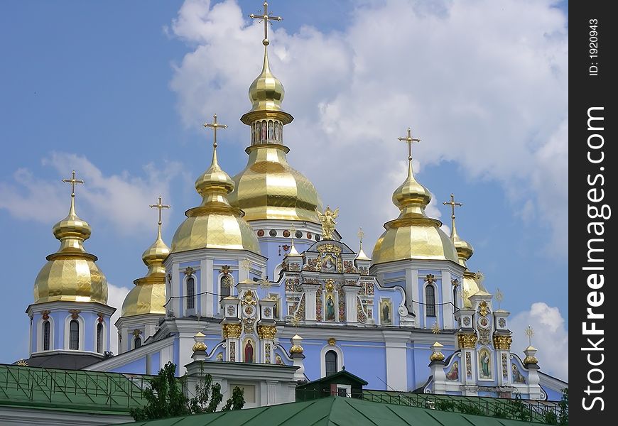 Domes of a temple of a monastery of sacred Michael in Kiev