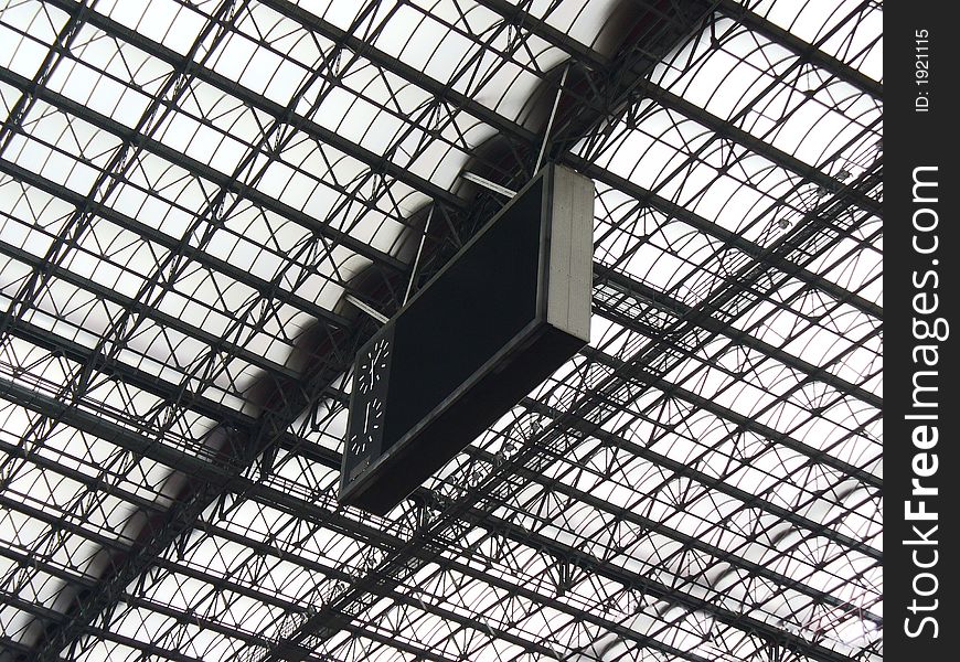 San Siro football score board against a glass roof
