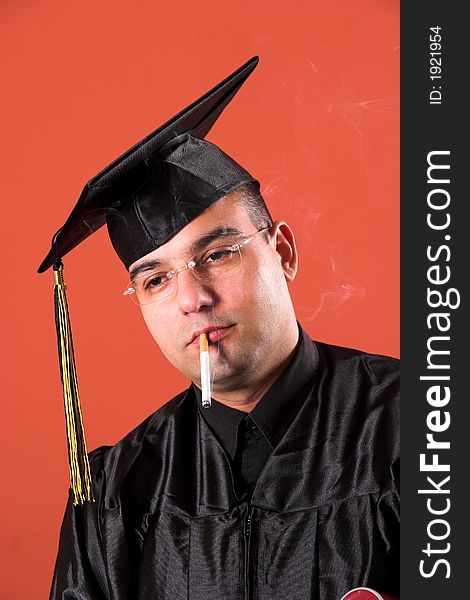 Smoking Graduation A Young Man