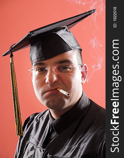 Smoking Graduation A Young Man