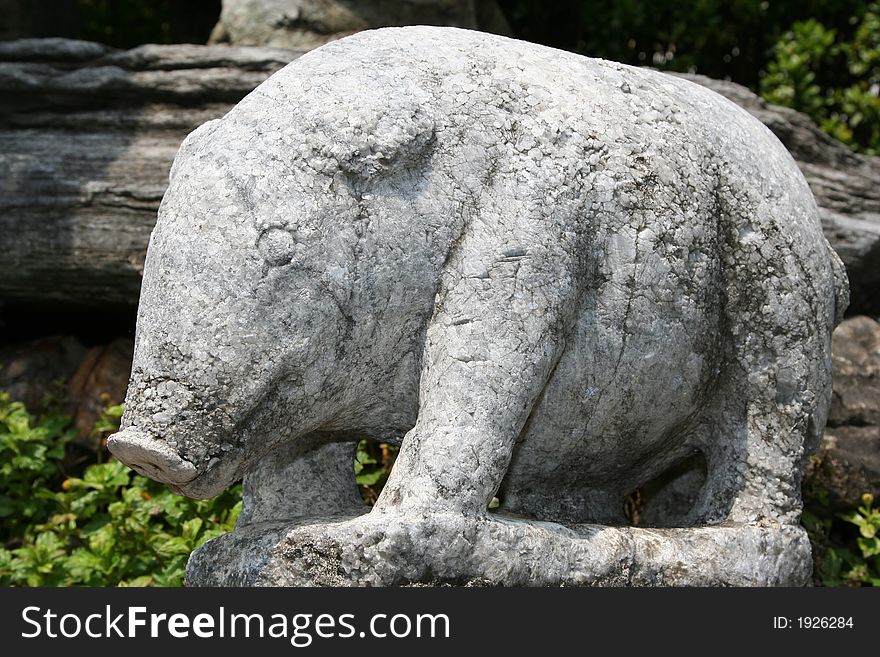 Stone pig in Bangkok Grand Palace