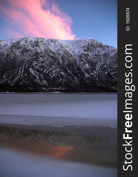 A typical winter landscape from lofoten, norway.