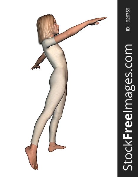 Digital image of young girl dancer in leotard. Full body, white background. More pose images in my gallery. Digital image of young girl dancer in leotard. Full body, white background. More pose images in my gallery.