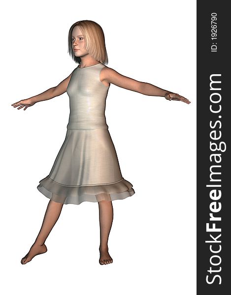 Digital image of young girl dancer in skirt. Full body, white background. More pose images in my gallery. Digital image of young girl dancer in skirt. Full body, white background. More pose images in my gallery.