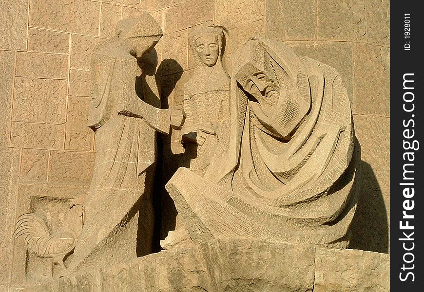 An image of a statue on the sagrada familiar, taken in Barcelona 2005. An image of a statue on the sagrada familiar, taken in Barcelona 2005