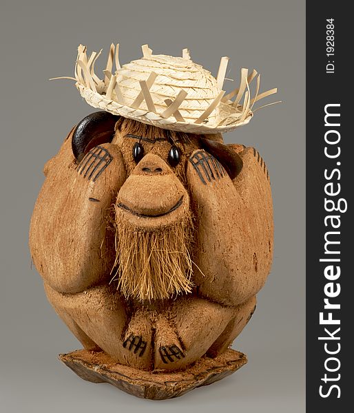 Funny monkey carved in coconut