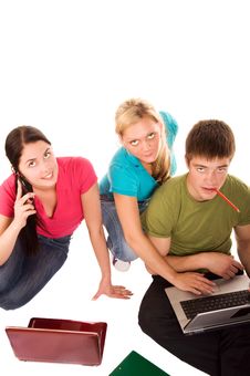Friends Are Doing Homework Royalty Free Stock Photo