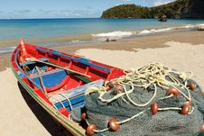Fishing Boat On A Caribbean Beach Stock Images Fishing Boat On A Caribbean Beach Stock Images
