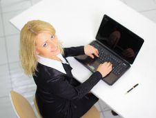 Businesswoman Working On The Laptop In The Office Royalty Free Stock Photos Businesswoman Working On The Laptop In The Office Royalty Free Stock Photos