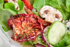 Salad With Dried Tomatoes, Champignon And Onion. Royalty Free Stock Photo Salad With Dried Tomatoes, Champignon And Onion. Royalty Free Stock Photo