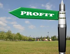 Profit Fountain Pen Road Sign Royalty Free Stock Photography