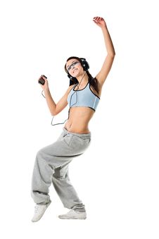 Listening To Music Stock Photo