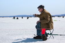 The Fisherman On Winter Fishing Stock Image The Fisherman On Winter Fishing Stock Image