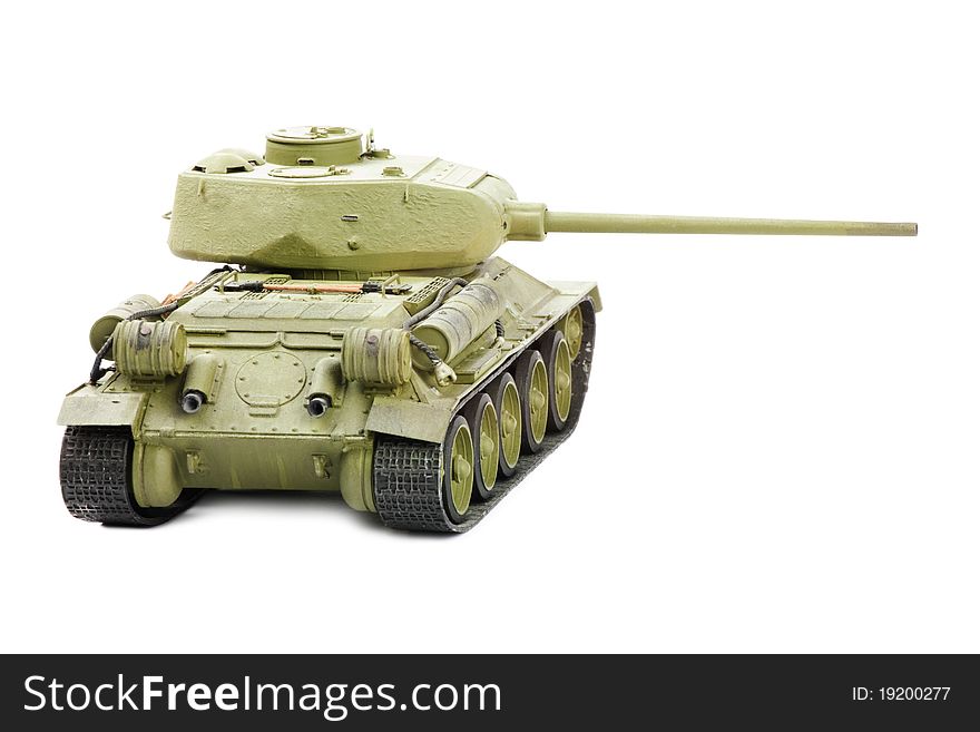 Model of old soviet tank isolated on white background. Model of old soviet tank isolated on white background